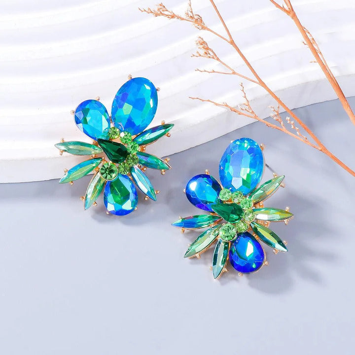 Colorful Diamond Leaf Flower Earrings - themiraclebrands.com