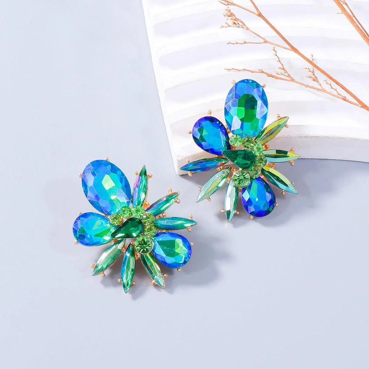 Colorful Diamond Leaf Flower Earrings - themiraclebrands.com
