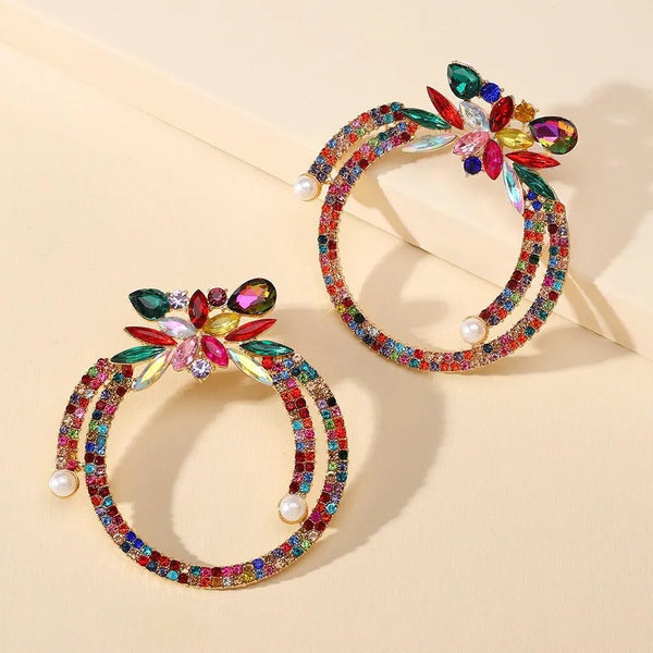 Colorful Geometric Crystal Pearl Earrings - themiraclebrands.com