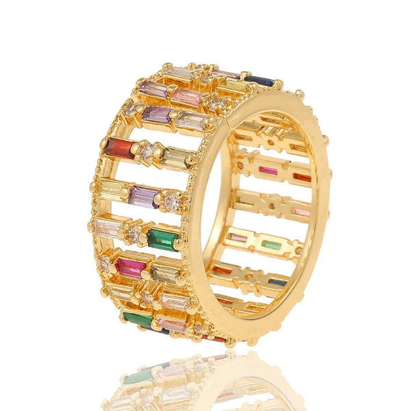 Colorful Rectangular Zircon Prayer Hand Rings | Women's Gold Stainless Steel Ring - themiraclebrands.com