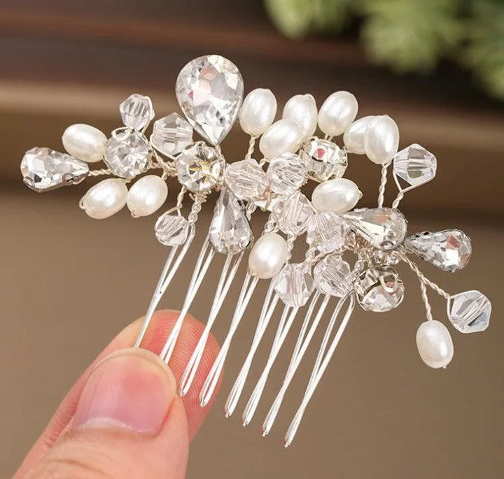 Crystal Pearl Wedding Hair Comb | Handmade | White Crystal - themiraclebrands.com