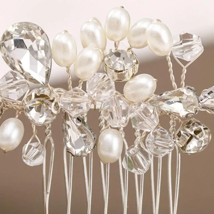 Crystal Pearl Wedding Hair Comb | Handmade | White Crystal - themiraclebrands.com