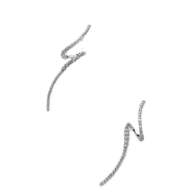 Curved Diamond Studded Long Earrings - themiraclebrands.store