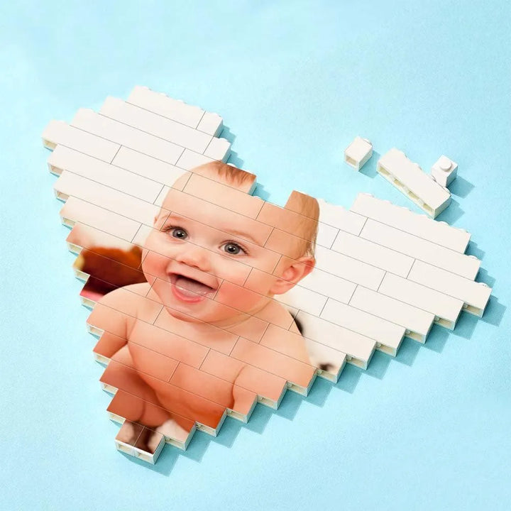 Custom Building Brick Heart-Shaped Photo Block Children's Day Personalized Gift - themiraclebrands.com