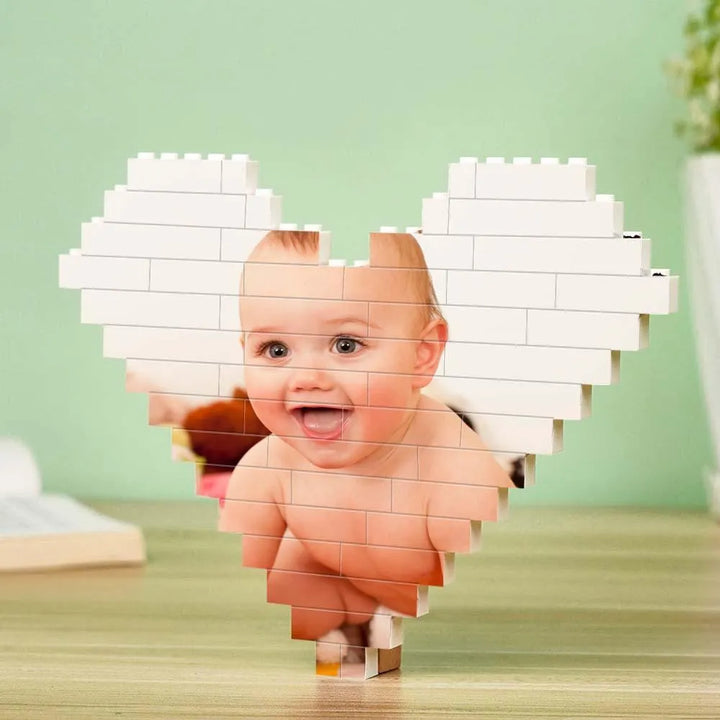 Custom Building Brick Heart-Shaped Photo Block Children's Day Personalized Gift - themiraclebrands.com