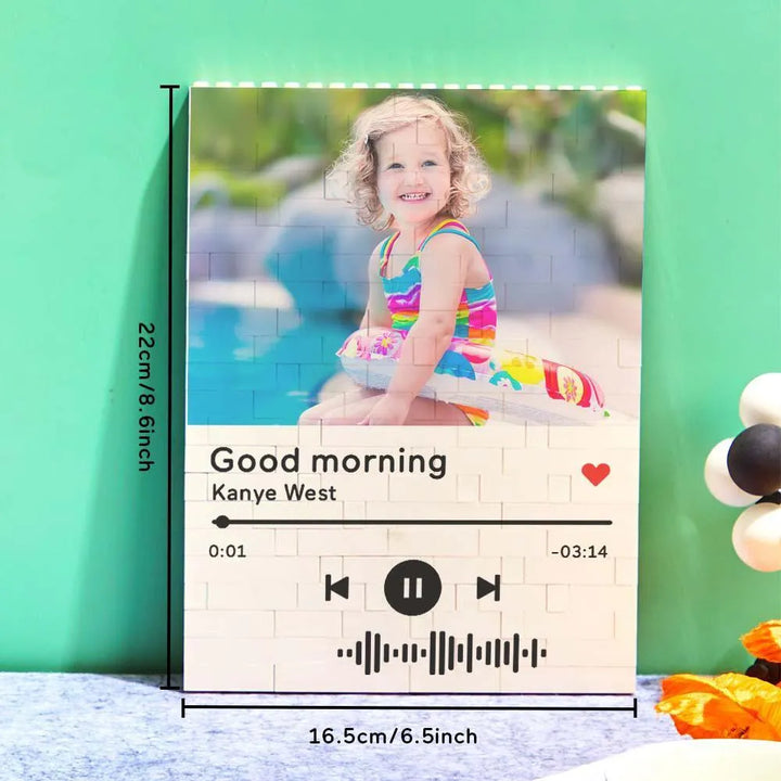 Custom Building Brick Photo Block with Music Code - themiraclebrands.com