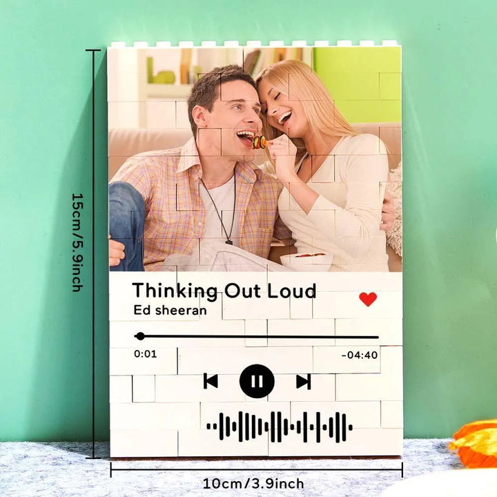 Custom Building Brick Photo Block with Music Code - themiraclebrands.com