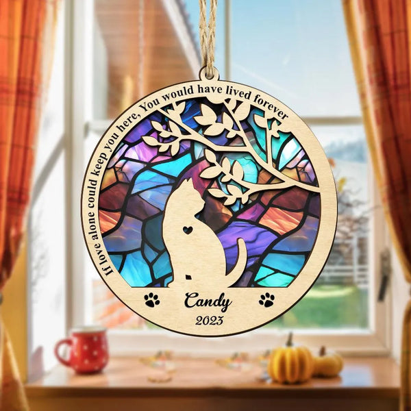 Custom Cat Memorial Suncatcher: Pet Loss Sympathy Ornament - themiraclebrands.com