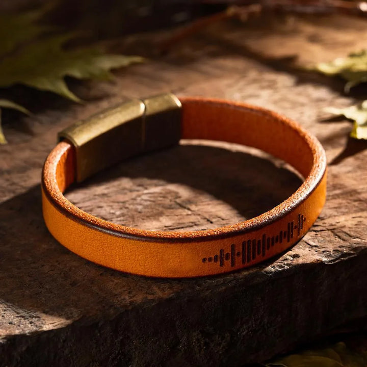 Custom Engraved Music Code Leather Bracelet - themiraclebrands.com