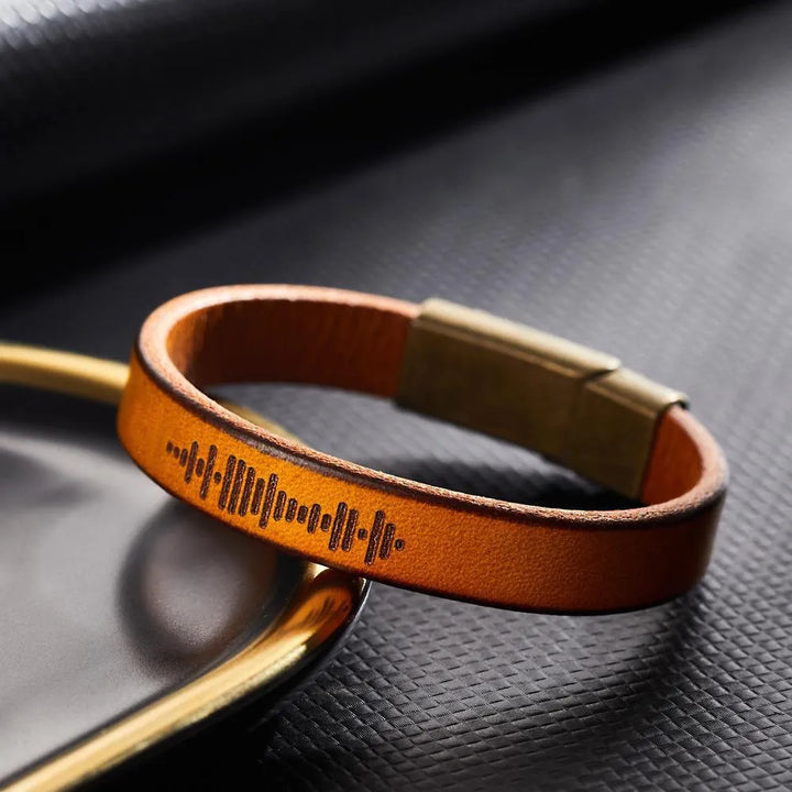 Custom Engraved Music Code Leather Bracelet - themiraclebrands.com