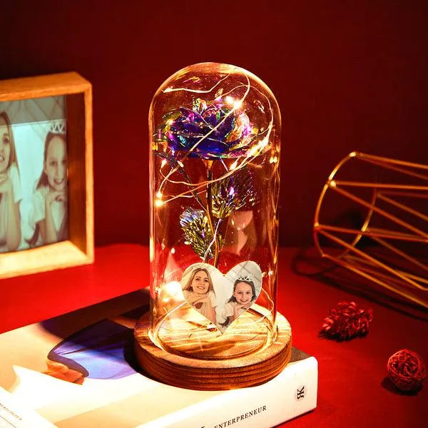 Custom Heart-Shaped Photo LED Eternal Rose Night Light - themiraclebrands.com