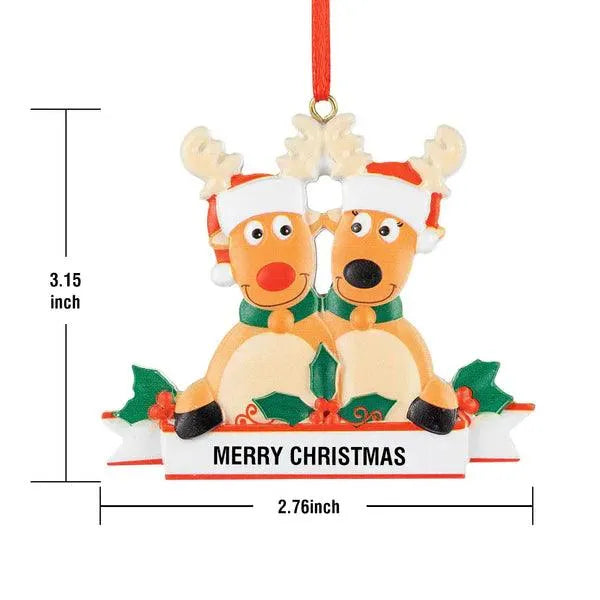 Custom Reindeer Family Christmas Ornament - themiraclebrands.com