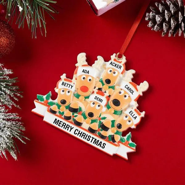 Custom Reindeer Family Christmas Ornament - themiraclebrands.com