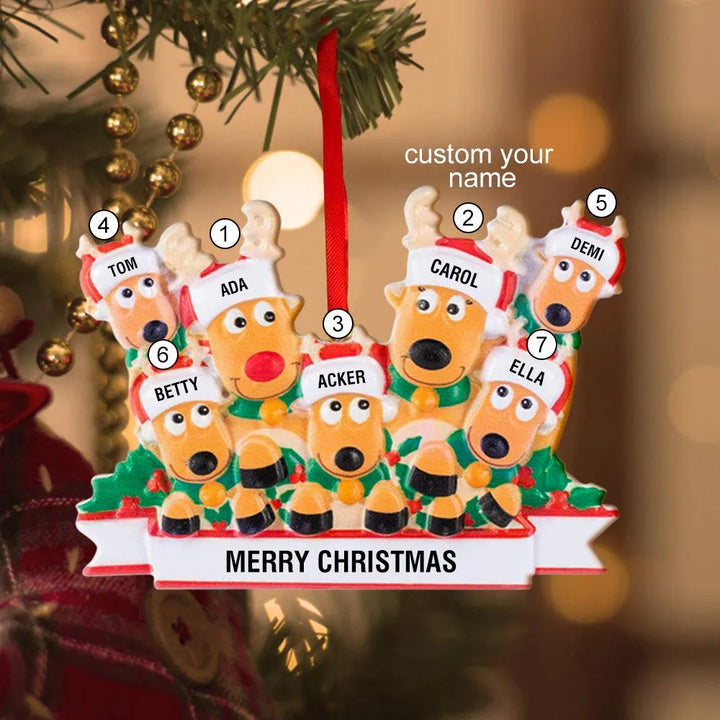 Custom Reindeer Family Christmas Ornament - themiraclebrands.com