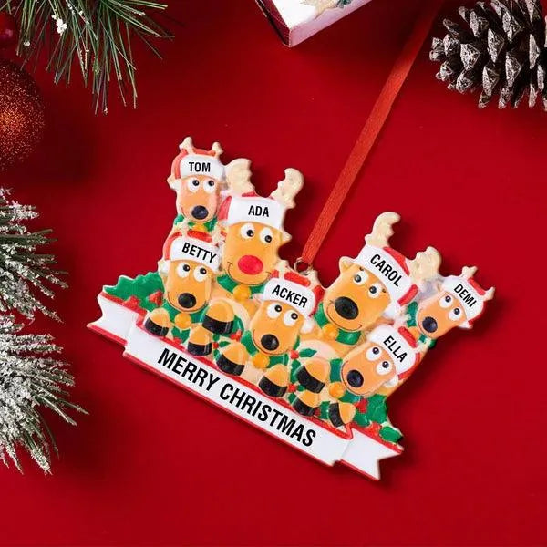 Custom Reindeer Family Christmas Ornament - themiraclebrands.com