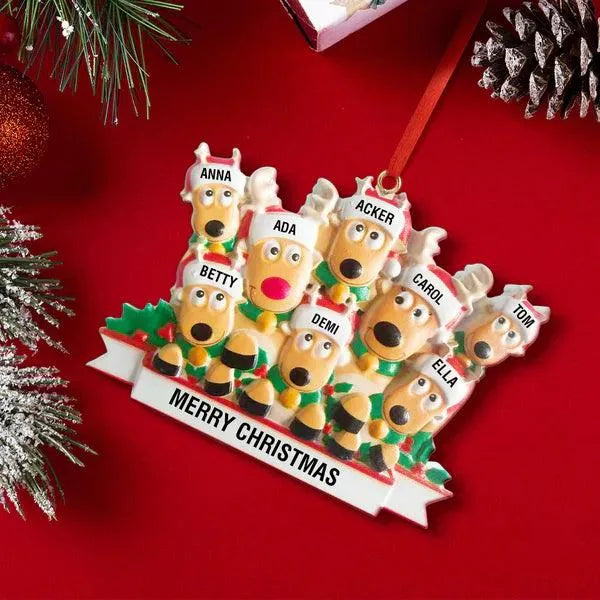 Custom Reindeer Family Christmas Ornament - themiraclebrands.com