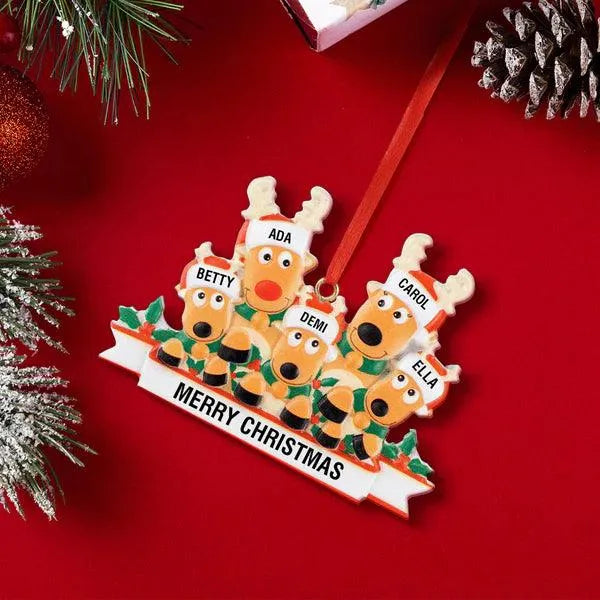 Custom Reindeer Family Christmas Ornament - themiraclebrands.com