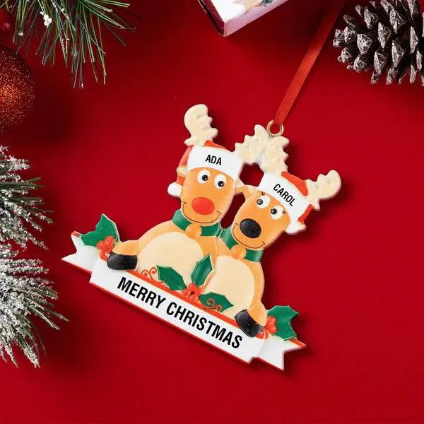 Custom Reindeer Family Christmas Ornament - themiraclebrands.com