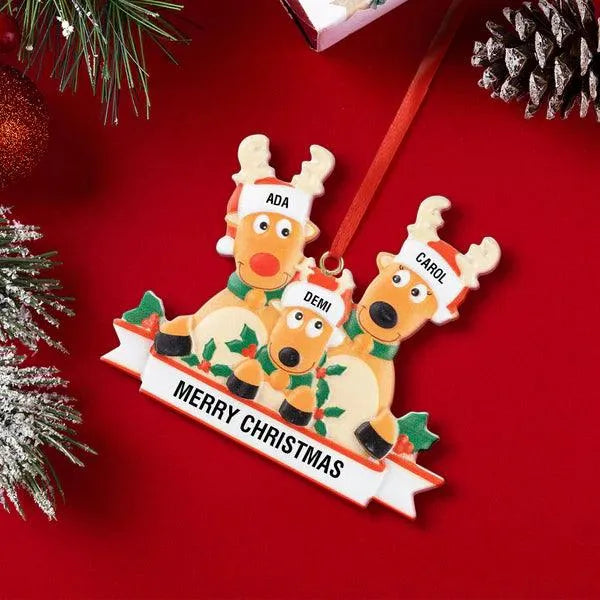 Custom Reindeer Family Christmas Ornament - themiraclebrands.com