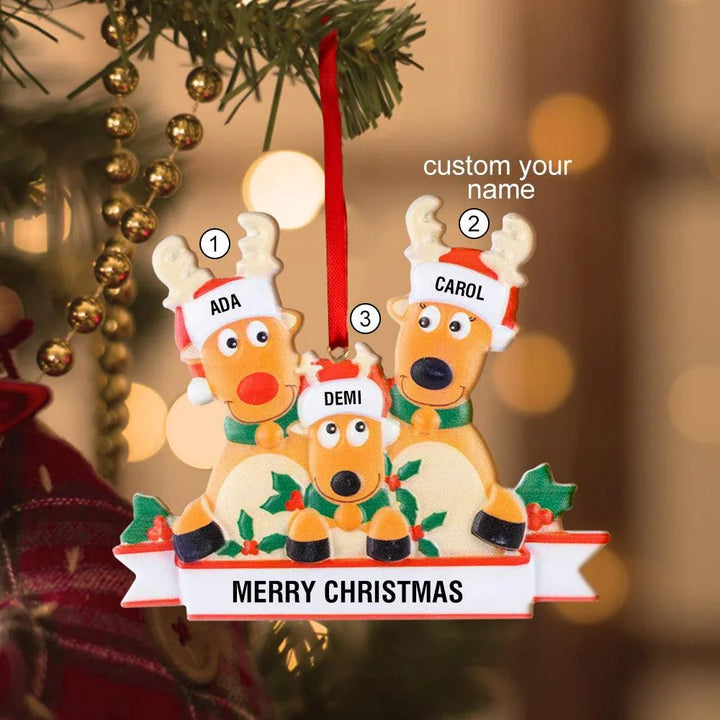 Custom Reindeer Family Christmas Ornament - themiraclebrands.com