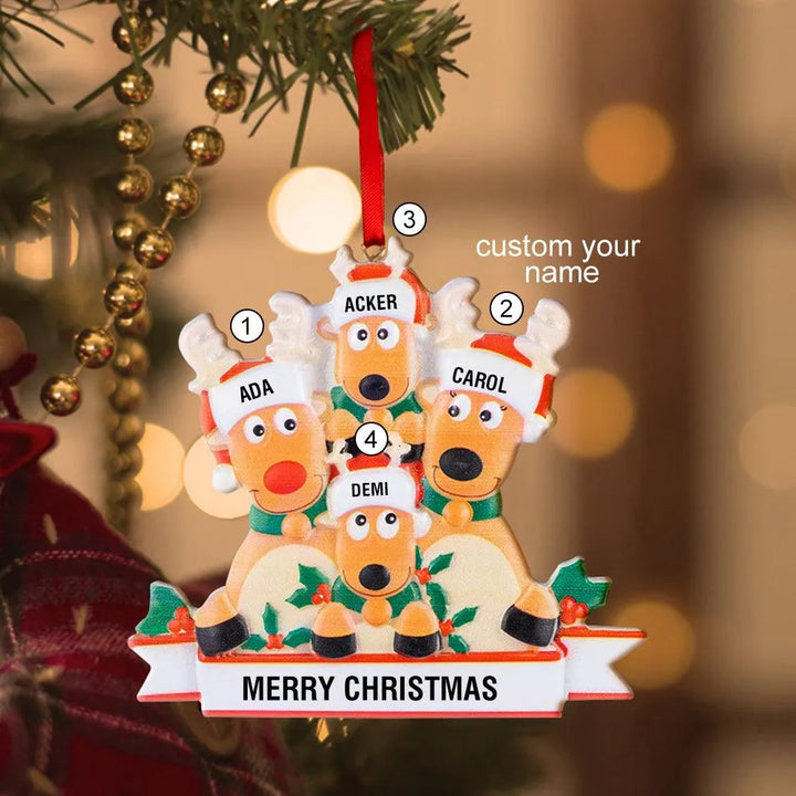 Custom Reindeer Family Christmas Ornament - themiraclebrands.com