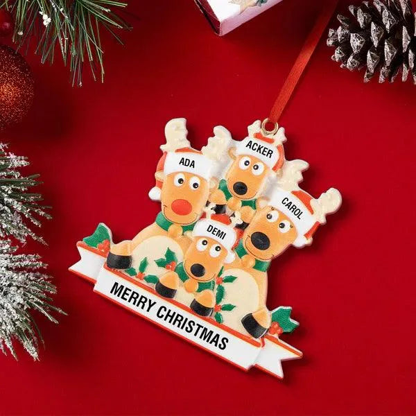 Custom Reindeer Family Christmas Ornament - themiraclebrands.com