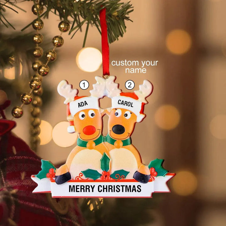 Custom Reindeer Family Christmas Ornament - themiraclebrands.com