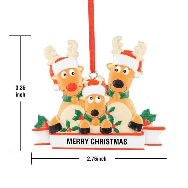 Custom Reindeer Family Christmas Ornament - themiraclebrands.com