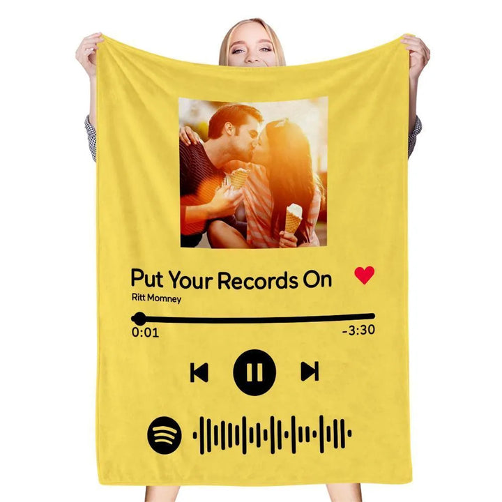 Custom Scannable Music Code Engraved Blanket - themiraclebrands.com