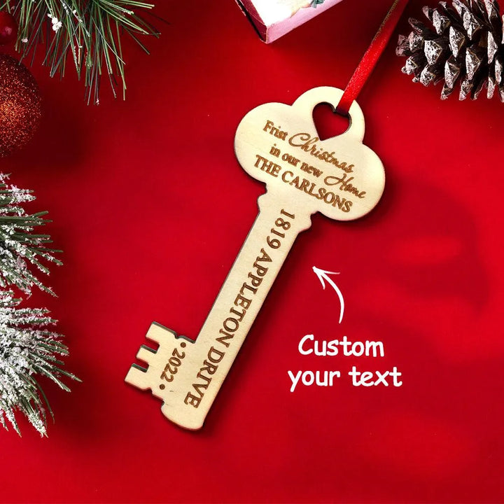 Custom Wooden New Home Key Christmas Ornament - themiraclebrands.com