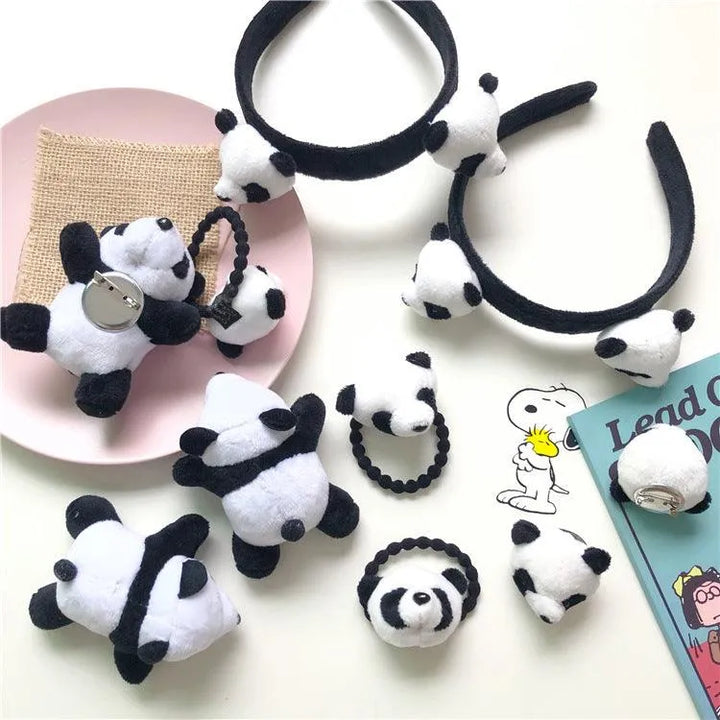 Cute Fat Pierced Panda Headband - Korean Style Plush Panda Doll Brooch - themiraclebrands.com