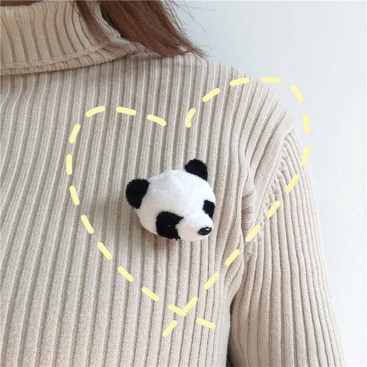 Cute Fat Pierced Panda Headband - Korean Style Plush Panda Doll Brooch - themiraclebrands.com