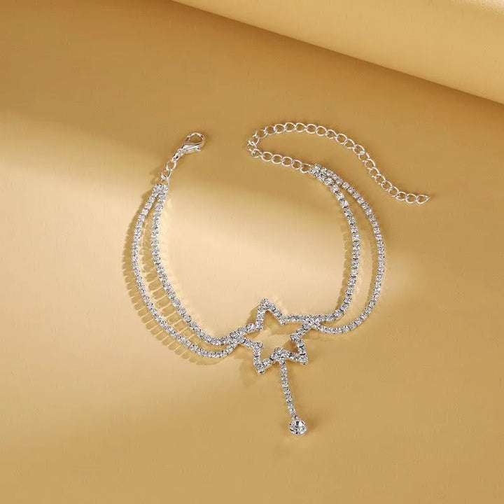 Stunning Double Layer Star Water Diamond Foot Chain - Alloy with Electroplating - themiraclebrands.com