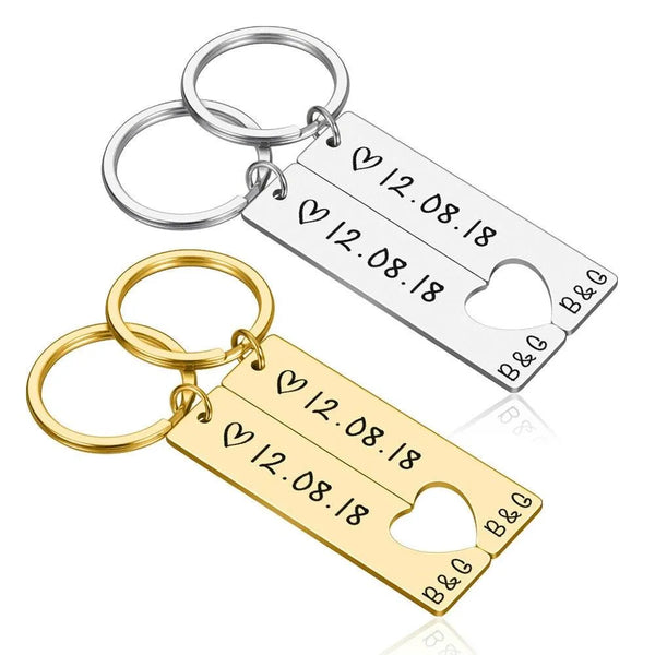 Engraved King Date and Name Heart Keychain Set: Perfect Couple's Gift - themiraclebrands.com