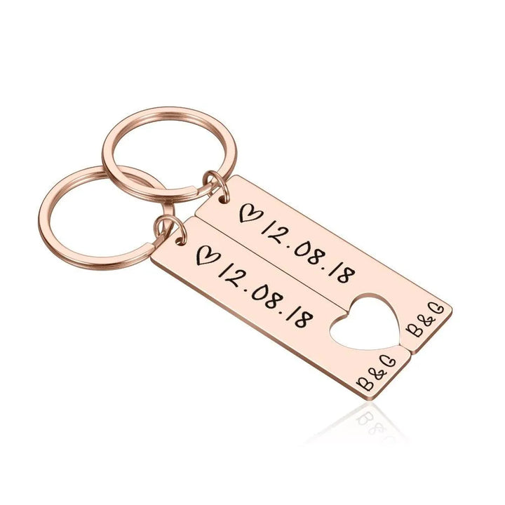 Engraved King Date and Name Heart Keychain Set: Perfect Couple's Gift - themiraclebrands.com