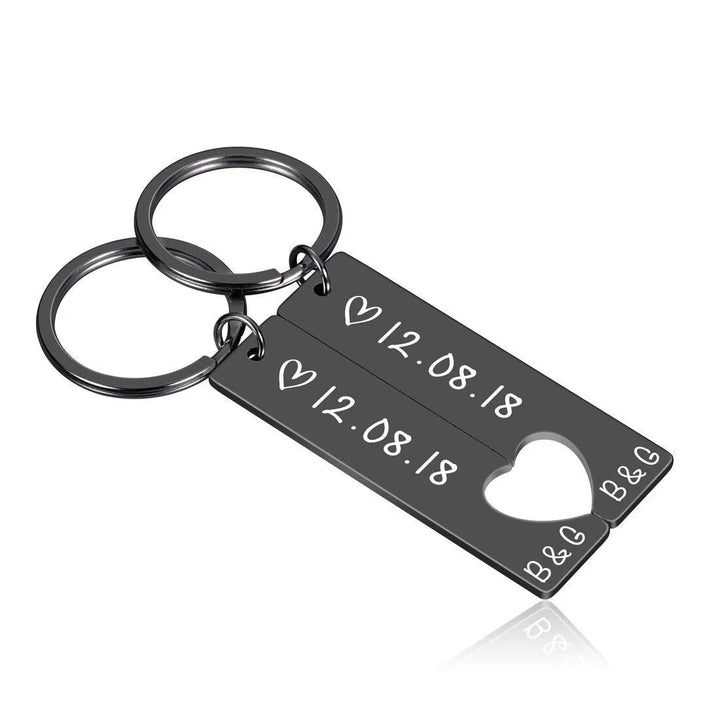 Engraved King Date and Name Heart Keychain Set: Perfect Couple's Gift - themiraclebrands.com