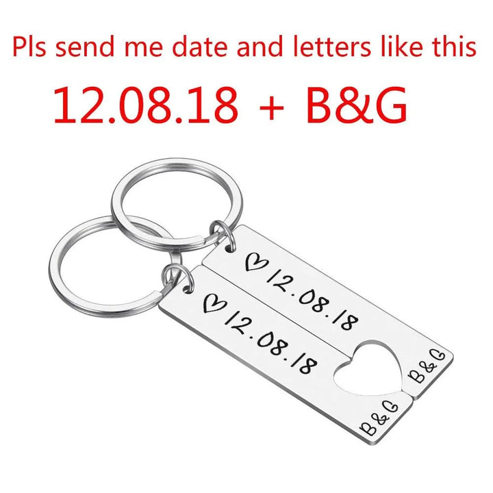 Engraved King Date and Name Heart Keychain Set: Perfect Couple's Gift - themiraclebrands.com