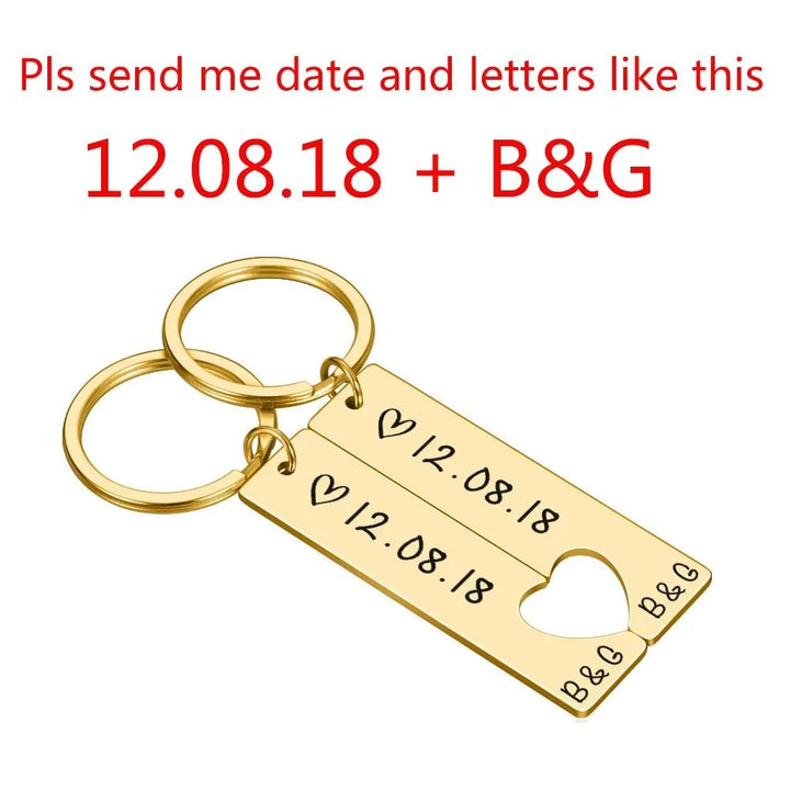 Engraved King Date and Name Heart Keychain Set: Perfect Couple's Gift - themiraclebrands.com