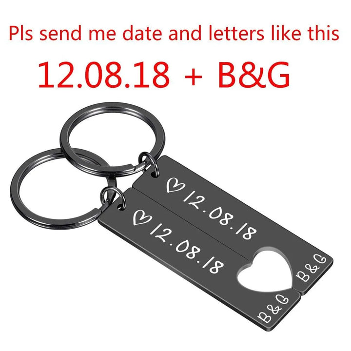 Engraved King Date and Name Heart Keychain Set: Perfect Couple's Gift - themiraclebrands.com