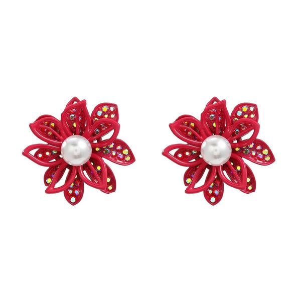 Floral Diamond and Pearl Earrings - themiraclebrands.com