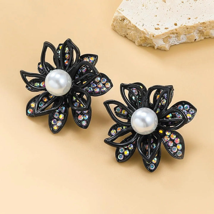 Floral Diamond and Pearl Earrings - themiraclebrands.com