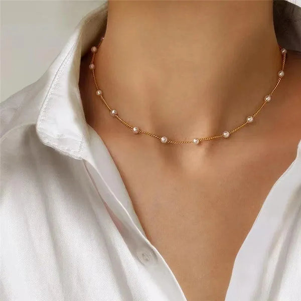 Gold and Silver Pearl Choker Necklace - themiraclebrands.store