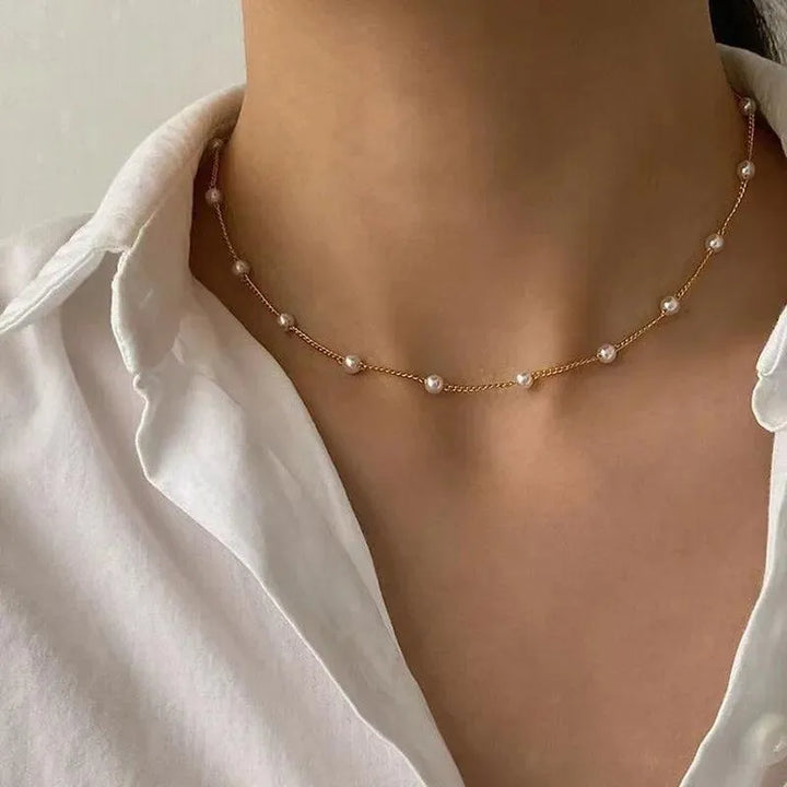 Gold and Silver Pearl Choker Necklace - themiraclebrands.store