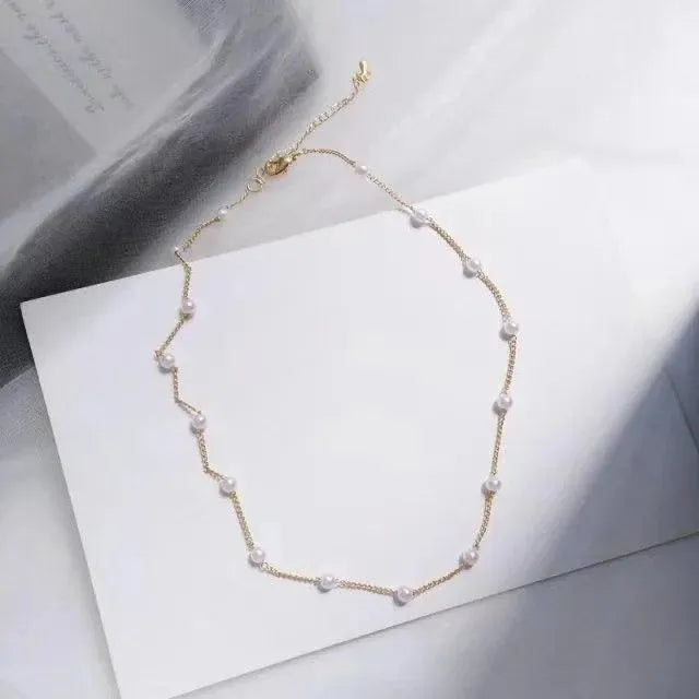 Gold and Silver Pearl Choker Necklace - themiraclebrands.store