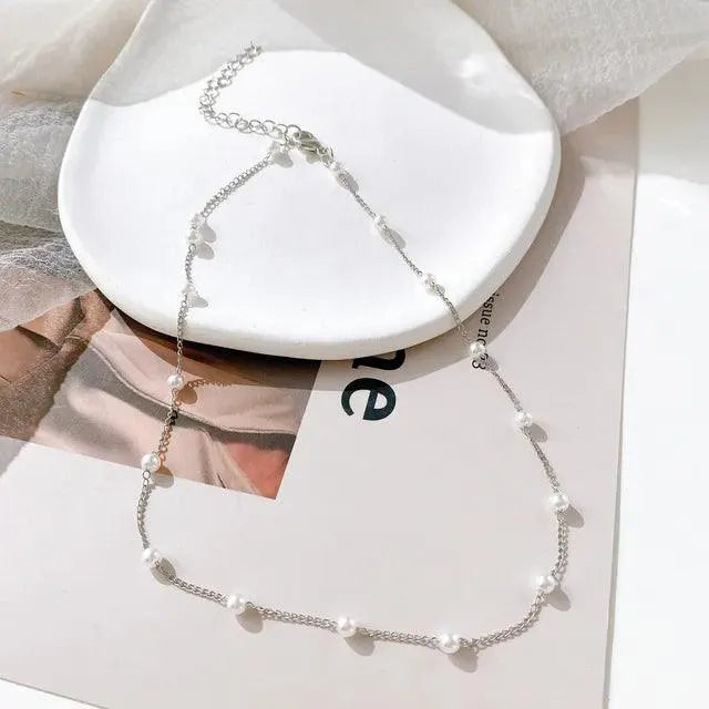 Gold and Silver Pearl Choker Necklace - themiraclebrands.store