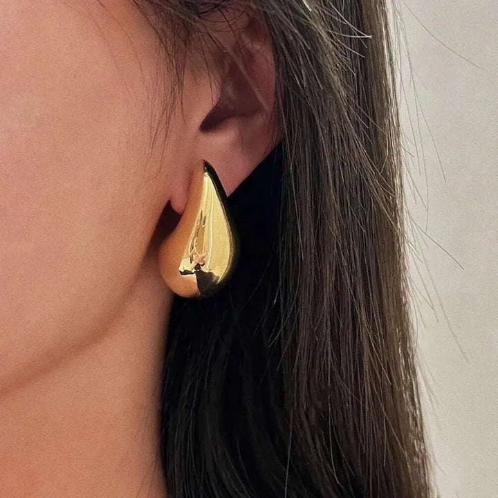 Gold Plated Tear Drop Hoop Earrings for Women - themiraclebrands.store