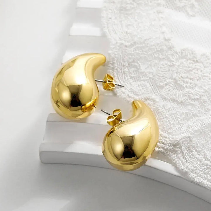 Gold Plated Tear Drop Hoop Earrings for Women - themiraclebrands.store