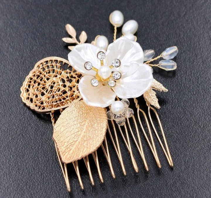 Golden Leaf Bridal Hair Comb - Elegant Jewelry Accessory - themiraclebrands.com