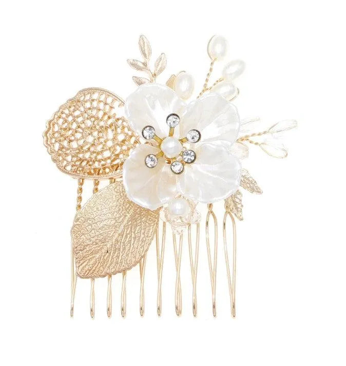 Golden Leaf Bridal Hair Comb - Elegant Jewelry Accessory - themiraclebrands.com