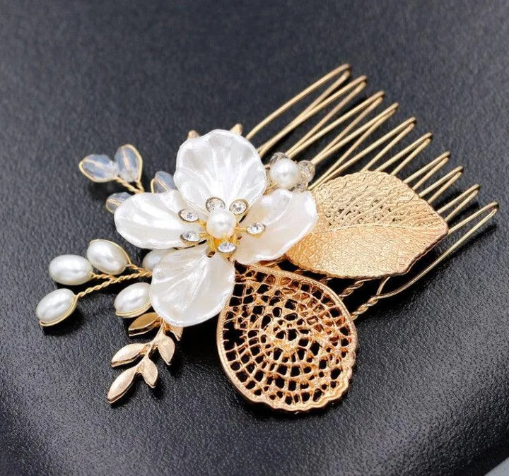 Golden Leaf Bridal Hair Comb - Elegant Jewelry Accessory - themiraclebrands.com